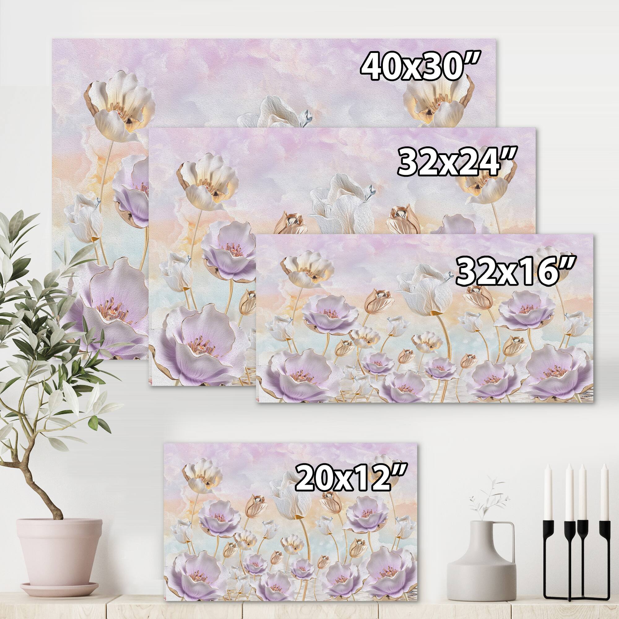 Designart - Blossoming Flowers In Pastel Tones